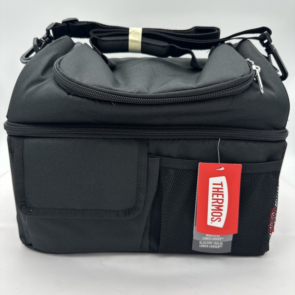 Thermos Insulated Lunch Lugger with Multiple Pockets, Black  12x6x10 NWT